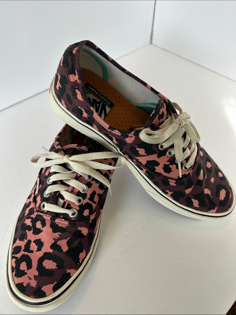 Vans Pink and Black Leopard Low-Top Sneakers